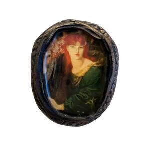 Beautiful brooch with portrait of Red Haired Beauty